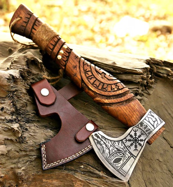 Custom Gift Hand Forged Carbon Steel VIKING AXE with Ash Wood Shaft, Wedding Gift, Axe, Axes Best Birthday&Anniversary Gift For Him,Larp axe