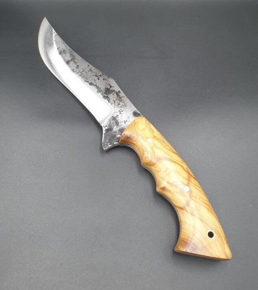 Forged Steel Bowie Knife: Tactical Hunting Knife with Olive Wood Grip - Image 3
