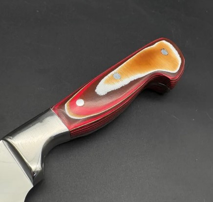 Professional Japanese Chef Knife with Werzalit Handle, Handmade Santoku Kitchen Knife for Cooking, Butcher and Culinary Use - Image 2