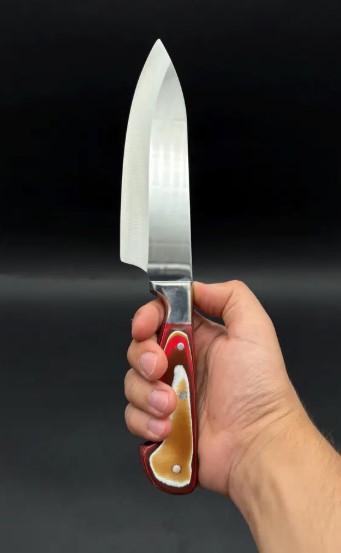 Professional Japanese Chef Knife with Werzalit Handle, Handmade Santoku Kitchen Knife for Cooking, Butcher and Culinary Use - Image 3