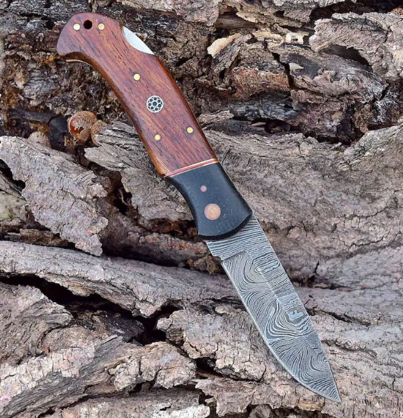 Damascus Pocket Knife Handmade Folding Knife Damascus Damascus 6049EA - Image 3