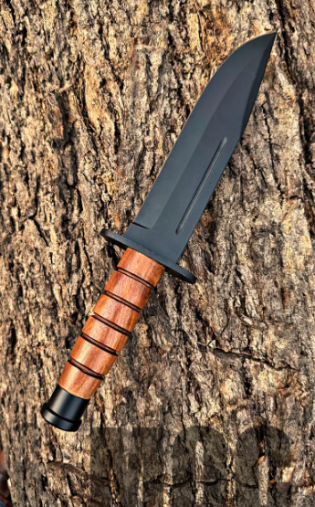 Handmade Bushcraft Bowie Knife: German Steel Blade, Rosewood Handle