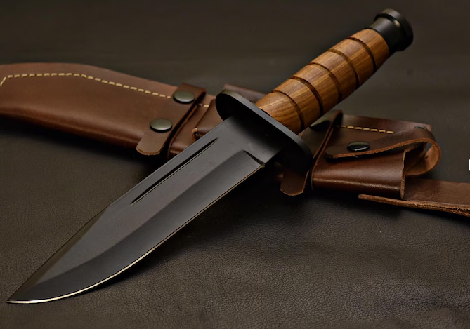 Handmade Bushcraft Bowie Knife: German Steel Blade, Rosewood Handle - Image 4