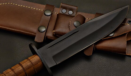 Handmade Bushcraft Bowie Knife: German Steel Blade, Rosewood Handle - Image 3