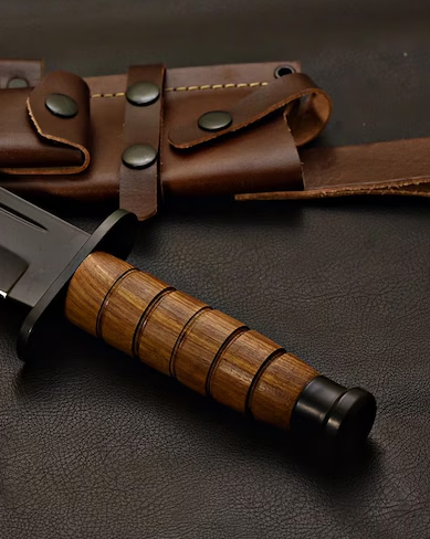 Handmade Bushcraft Bowie Knife: German Steel Blade, Rosewood Handle - Image 2