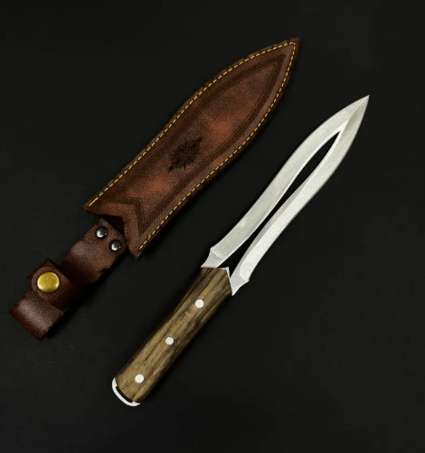 Walnut Handle Dagger Knive Handmade Fairbairn Sykes Knife with Case Hunting Knives Double Edge Knife Groomsmen Gifts Pretty Dagger Knife