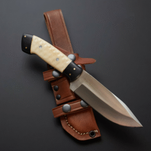 D2 steel Skinner Knife with Beautiful Bone handle included leather sheath