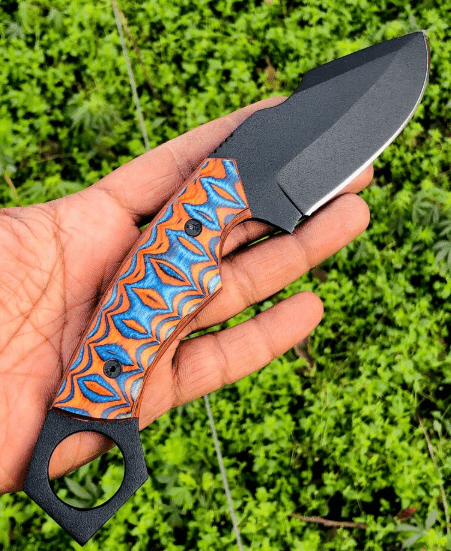 Handmade Powder-Coated Skinner Knife: Micarta Handle & Leather Sheath - Image 3