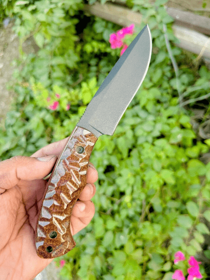 Handmade Powder-Coated Skinner Knife: Micarta Handle & Leather Sheath - Image 2