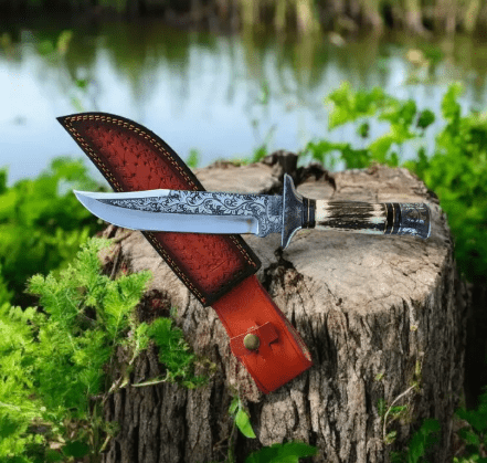 custom made hunting knife engraved blade clips 8 inch blade charismas gift