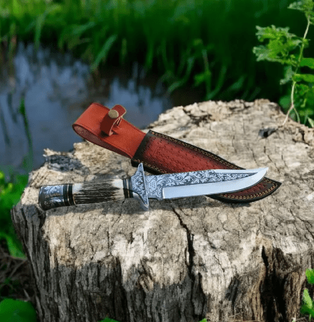 custom made hunting knife engraved blade clips 8 inch blade charismas gift - Image 4