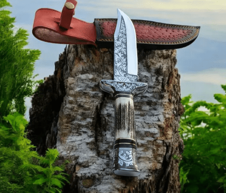 custom made hunting knife engraved blade clips 8 inch blade charismas gift - Image 2