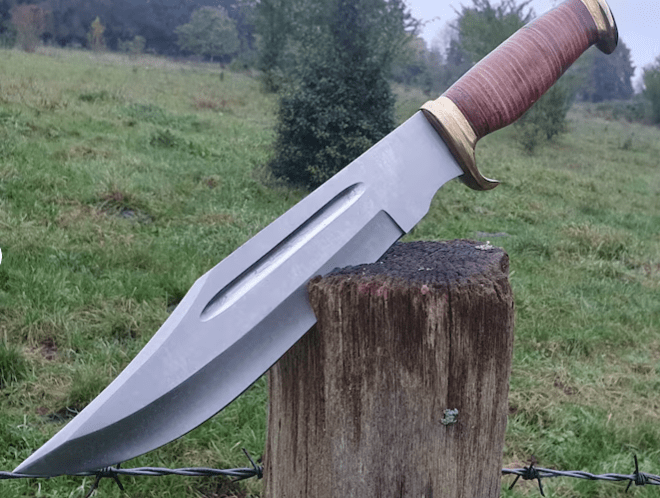 Bowie knife hunting knife huge 44 cm sharp outdoor knife Bushcraft Rambo handmade stainless steel with special leather handle (VBL)
