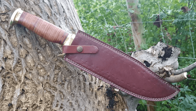 Bowie knife hunting knife huge 44 cm sharp outdoor knife Bushcraft Rambo handmade stainless steel with special leather handle (VBL) - Image 2