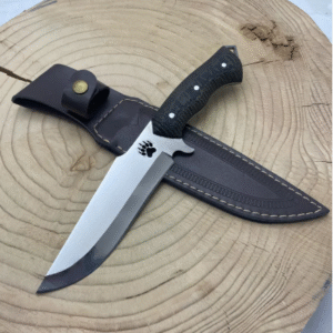 Handmade Stainless Steel Hunting Knife with Leather Sheath: Engraved Gift