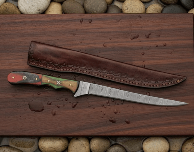 13" Fish Hunting Fillet Knife Custom Handmade Damascus Steel Engraved Knife Gift For Husband Gift For Mother Christmas Gift Groomsmen Gift