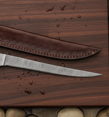 13" Fish Hunting Fillet Knife Custom Handmade Damascus Steel Engraved Knife Gift For Husband Gift For Mother Christmas Gift Groomsmen Gift - Image 3