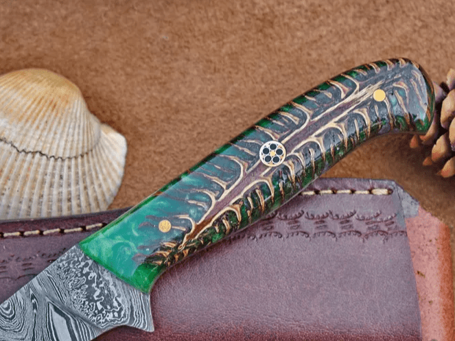 Custom Hand Made Damascus Steel Fillet Knife For Fish and Meat | – Boning Knife with Pine Cone Resin Handle 12" Custom Gift - 2 - Image 4