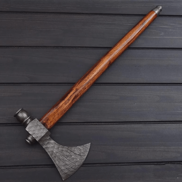 Handmade Damascus Steel Tomahawk / hatchet SMOKING Axe with Rose wood Handle, best Christmas gift for him her, Birthday & Anniversary Gift - Image 3