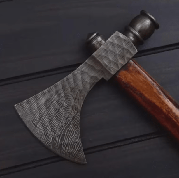 Handmade Damascus Steel Tomahawk / hatchet SMOKING Axe with Rose wood Handle, best Christmas gift for him her, Birthday & Anniversary Gift - Image 2