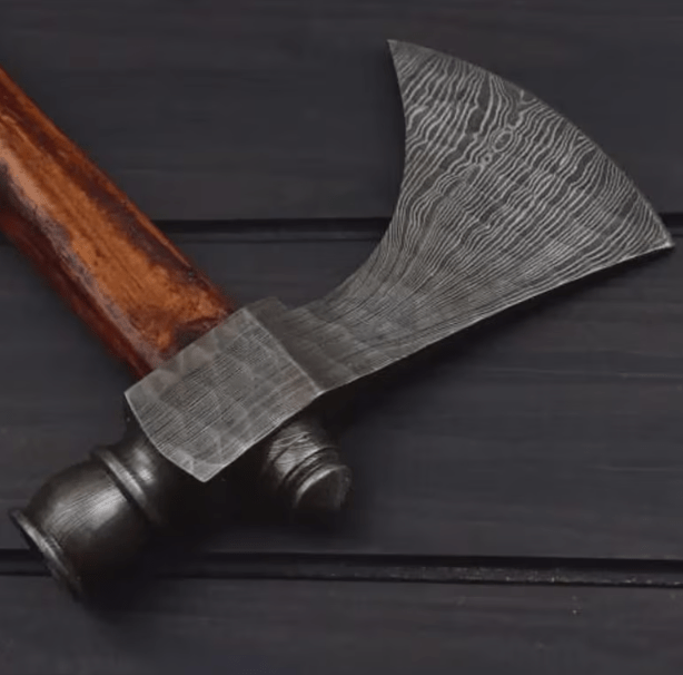 Handmade Damascus Steel Tomahawk / hatchet SMOKING Axe with Rose wood Handle, best Christmas gift for him her, Birthday & Anniversary Gift - Image 5