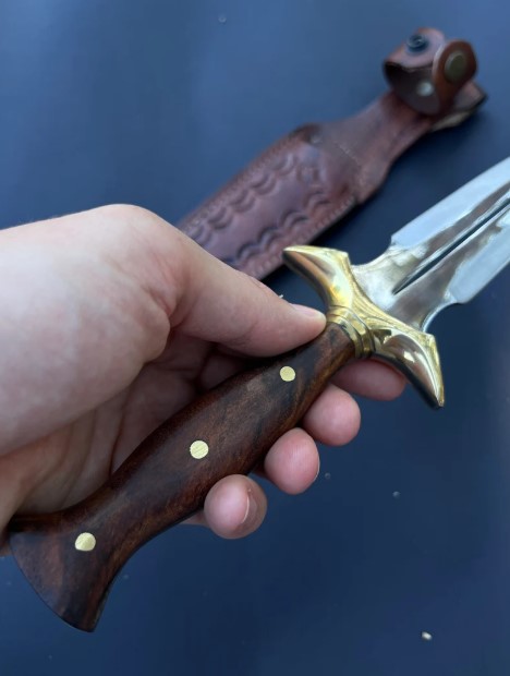 Walnut Handle Dagger Knive Handmade Fairbairn Sykes Knife with Case Hunting Knives Double Edge Knife Groomsmen Gifts Pretty Dagger Knife - Image 2