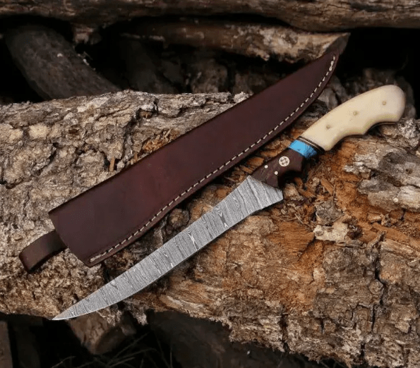 13"Custom Hand Forged Damascus Steel FISHING CHEF FILLET Personalized Knife Gift For Groomsmen Birthday Gift Anniversary Gift Christmas Gift