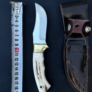 Handmade Stag Horn Bowie Knife: Custom Engraved Hunting Knife