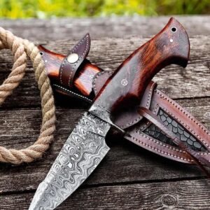 Viking Craft Custom Damaststahl Jagdmesser Feststehende Klinge Personalisierte Gravur Geschenk für Ihn Jahrestag & Geburtstagsgeschenk