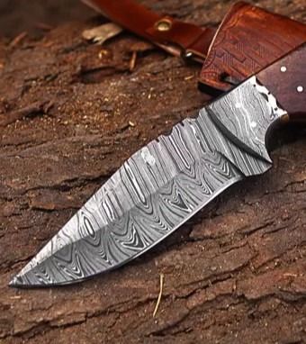 Handmade Damascus Steel Skinner Knife with Leather Sheath - Image 4