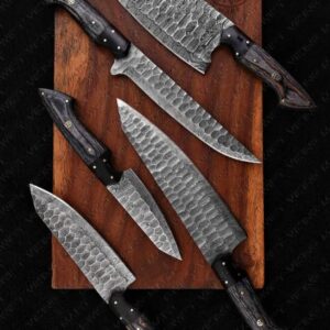 Handmade Damascus Steel Kitchen Knife Set: Wood Resin Handles Christmas Gift for Him