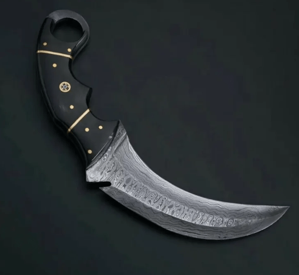 Custom Handmade Damascus Steel Karambit Hunting Knife With Leather Sheath | Best Gift For Him - Image 3