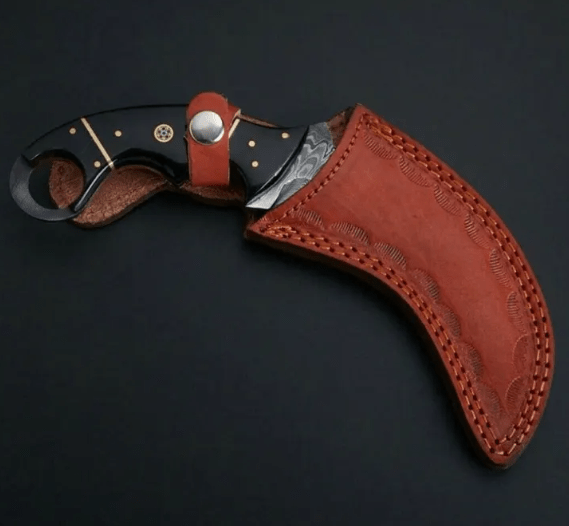 Custom Handmade Damascus Steel Karambit Hunting Knife With Leather Sheath | Best Gift For Him - Image 2