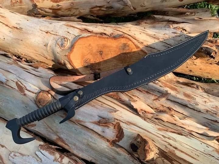 SCIMITAR SWORD 20 inches Long Blade hand forged Sword Leaf spring of truck Rosewood Handle - Image 3