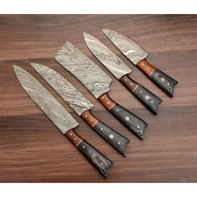 Premium Handmade Damascus Steel Chef Knife Set Kitchen Knives - Image 3