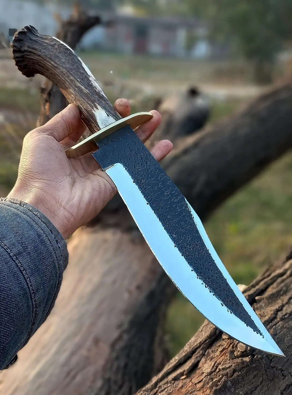 Custom Handmade High Carbon Steel Bowie Knife With Leather Sheath